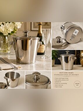 Pottery Barn Stainless Steel Ice Bucket - Silver